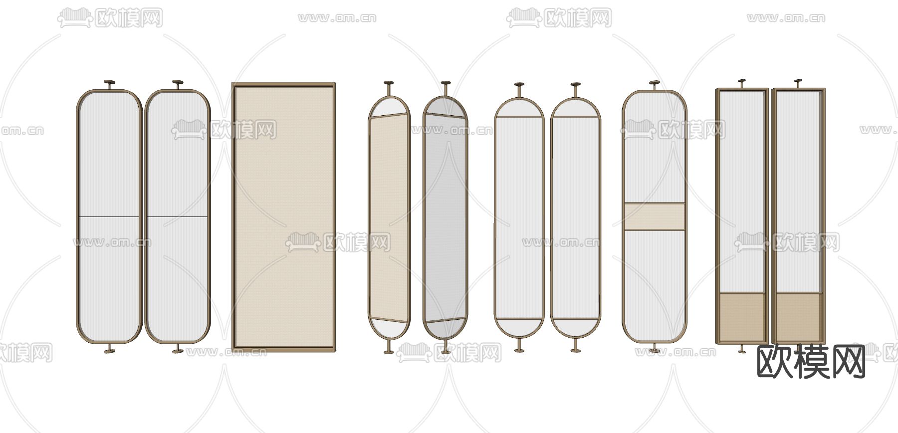 现代轻奢屏风隔断su模型下载