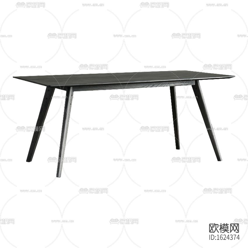 北欧简约黑漆实木餐桌