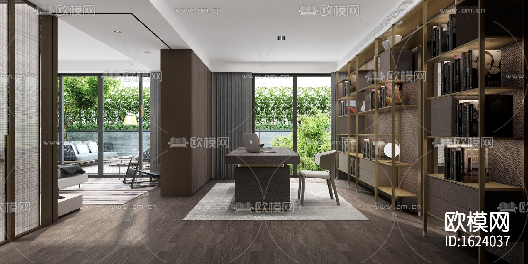 现代四居别墅施工图下载（渲染图5）