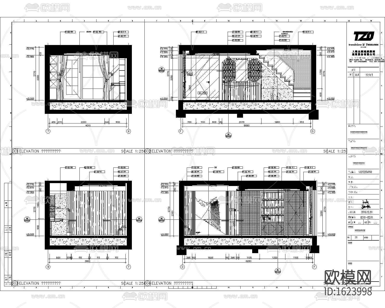 现代三居联排别墅样板间施工图下载（渲染图4）