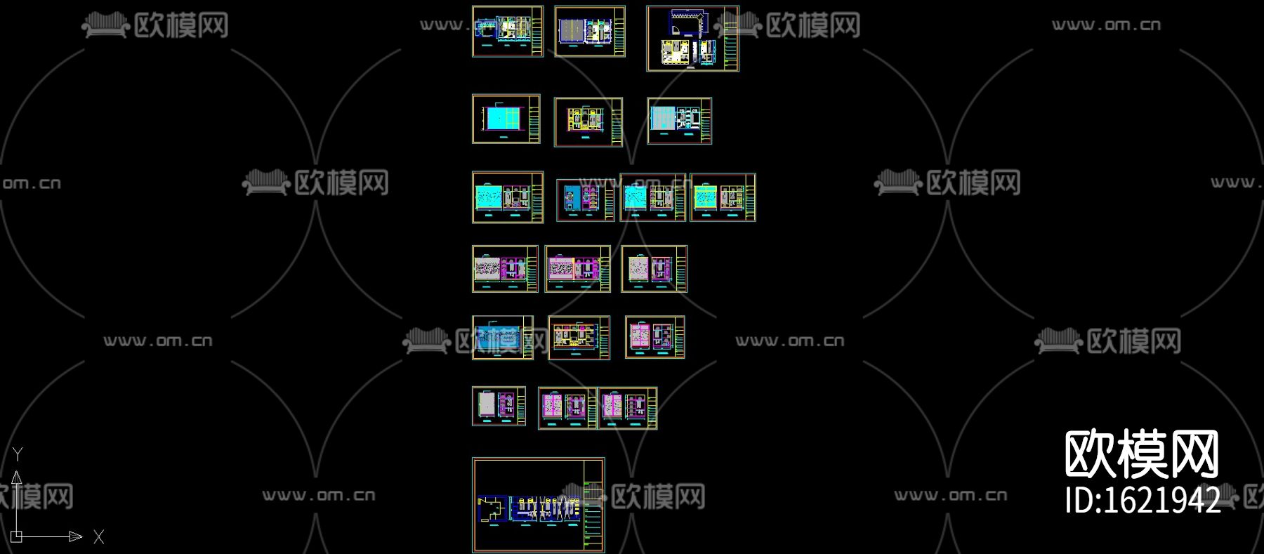 20款衣柜cad立面图库下载（渲染图1）