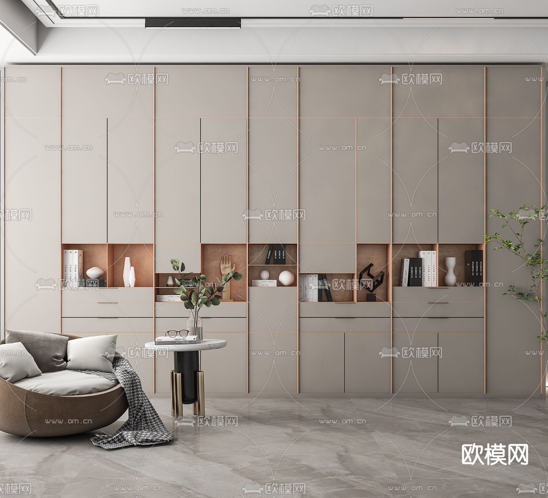 现代轻奢装饰柜3d模型下载