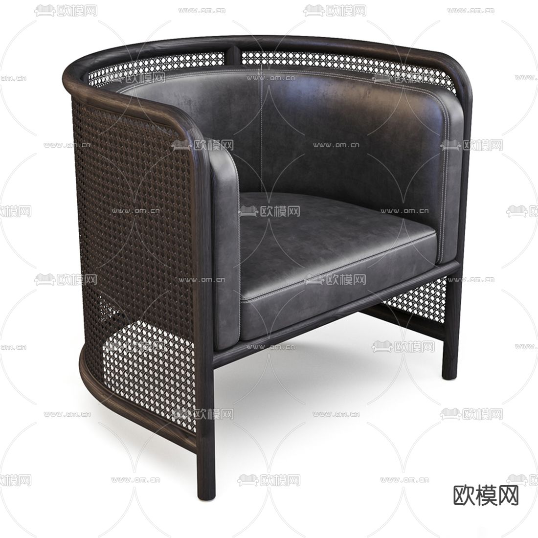 现代编藤单人沙发3d模型
