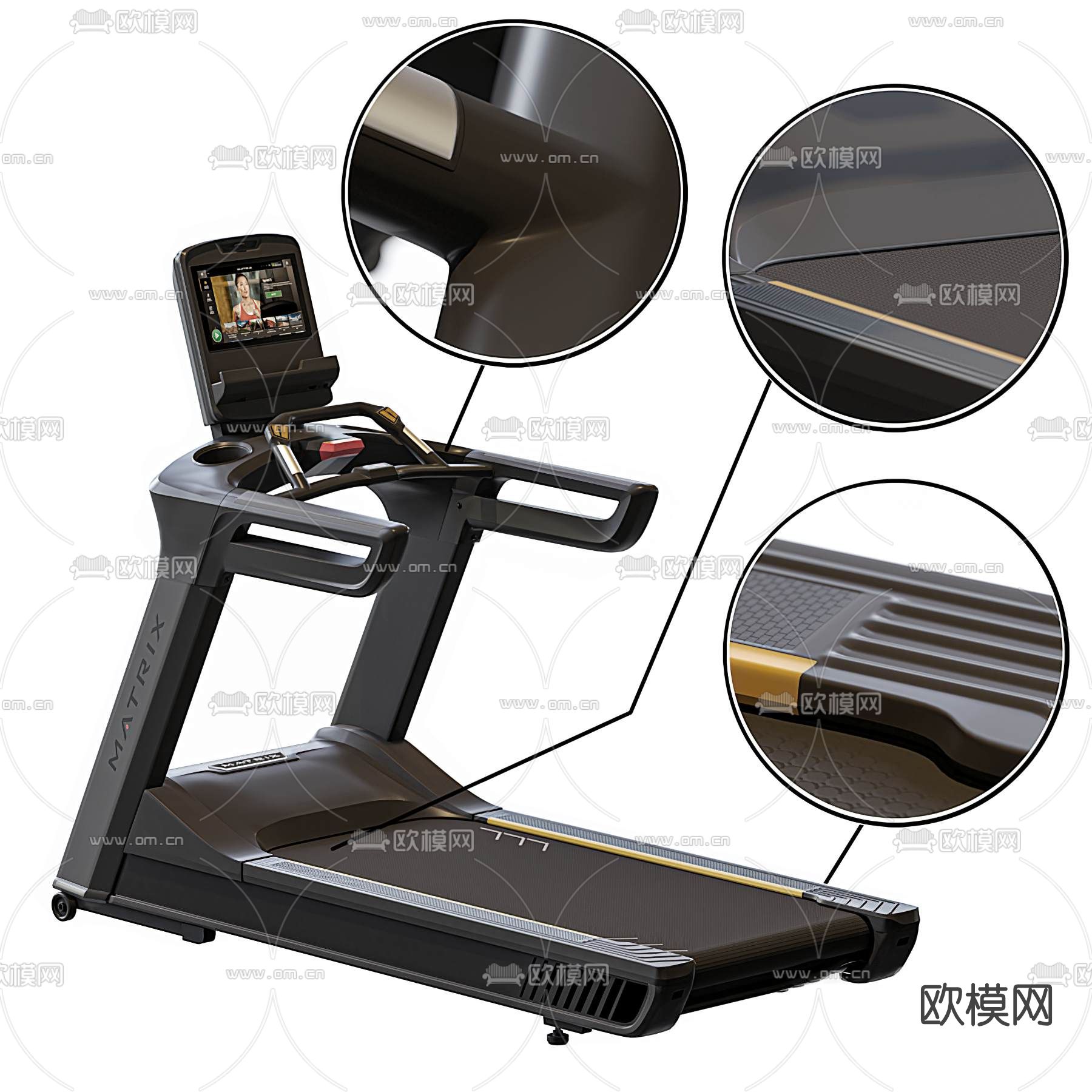 现代健身器材跑步机登楼机3d模型下载（渲染图2）