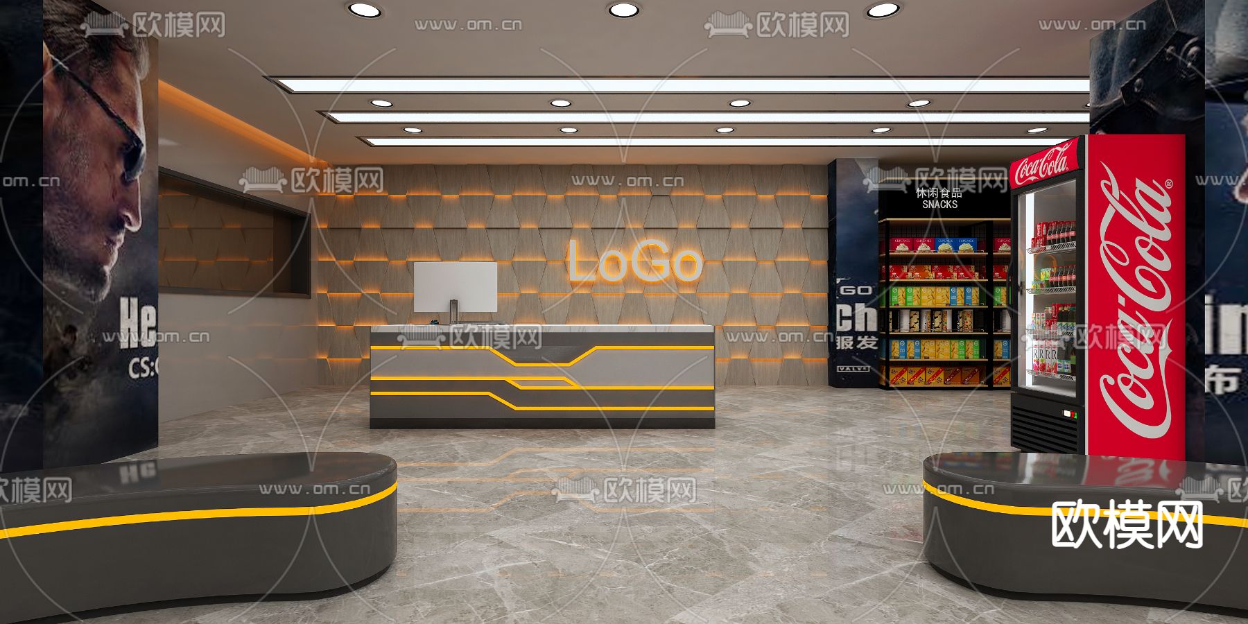 现代真人cs体验馆免费3d模型下载（渲染图4）