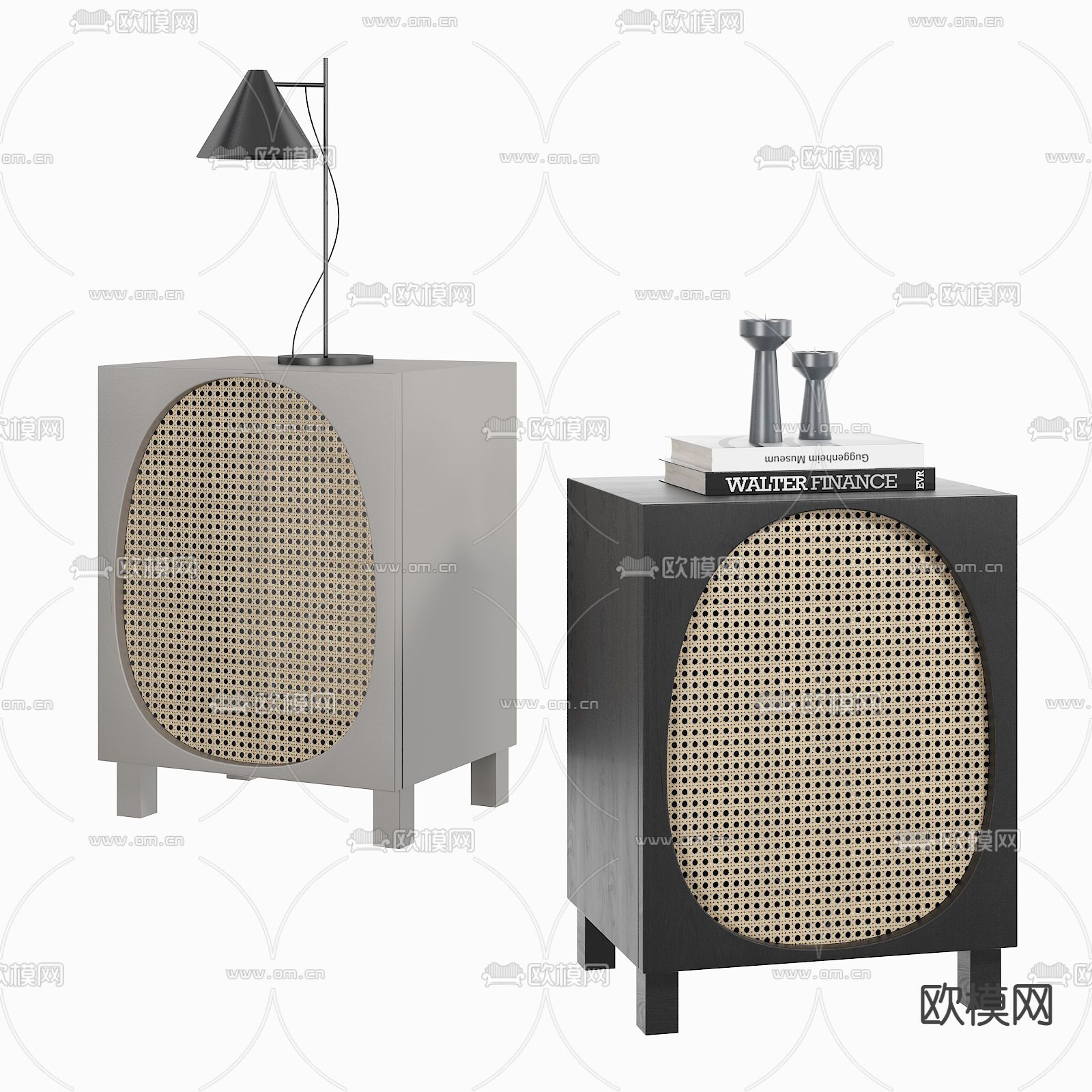 北欧藤编床头柜3d模型下载