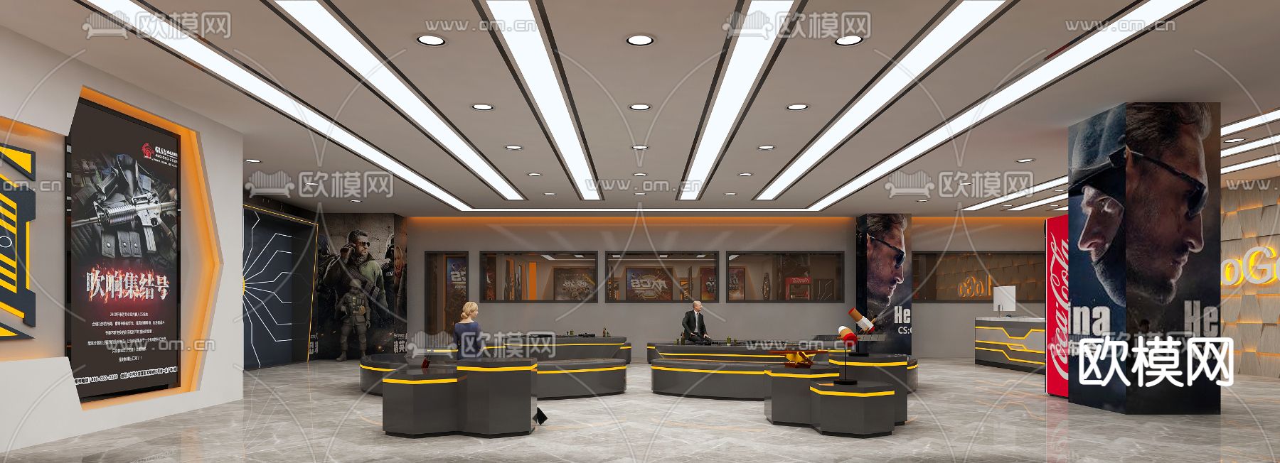 现代真人cs体验馆免费3d模型下载（渲染图3）
