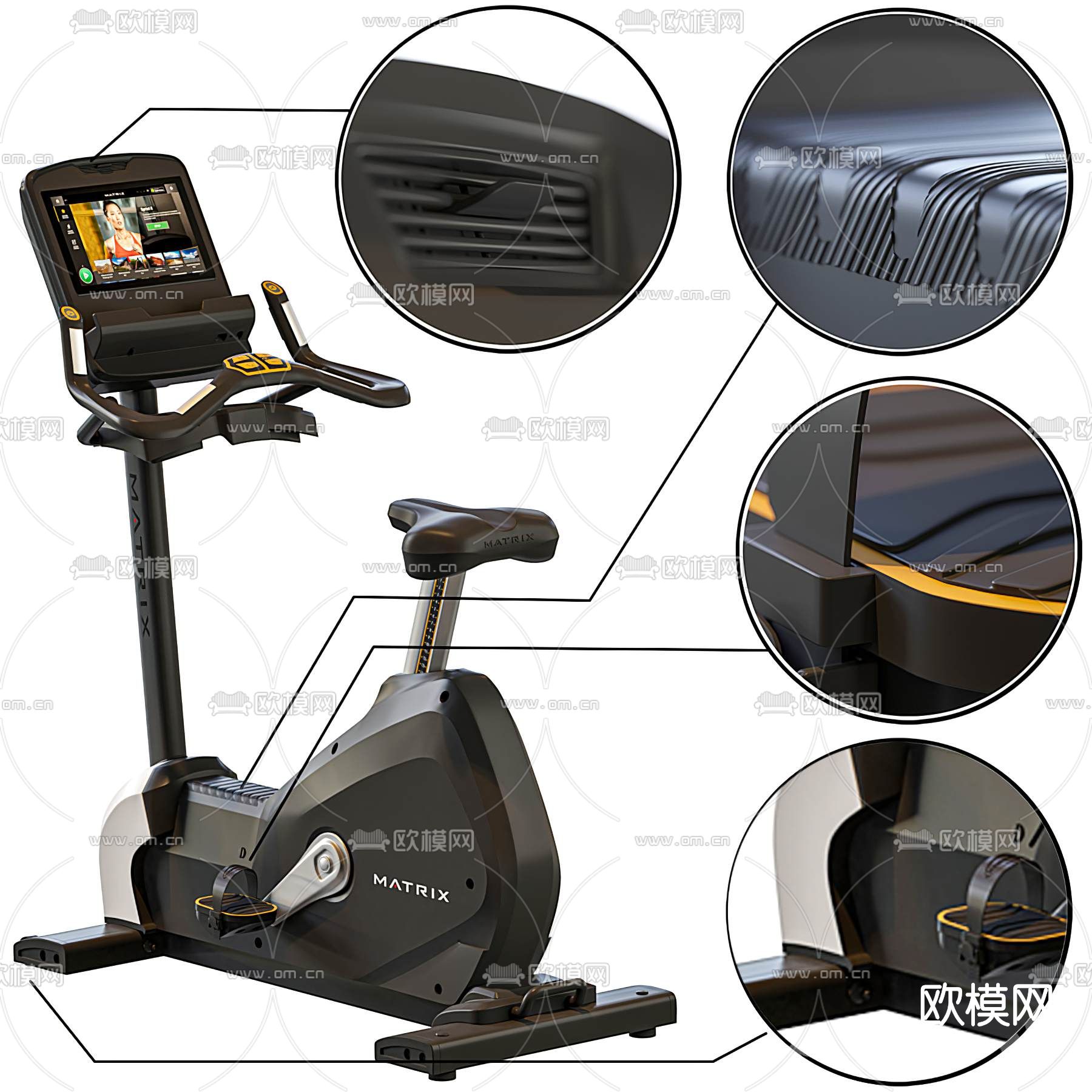 现代健身器材跑步机登楼机3d模型下载（渲染图3）