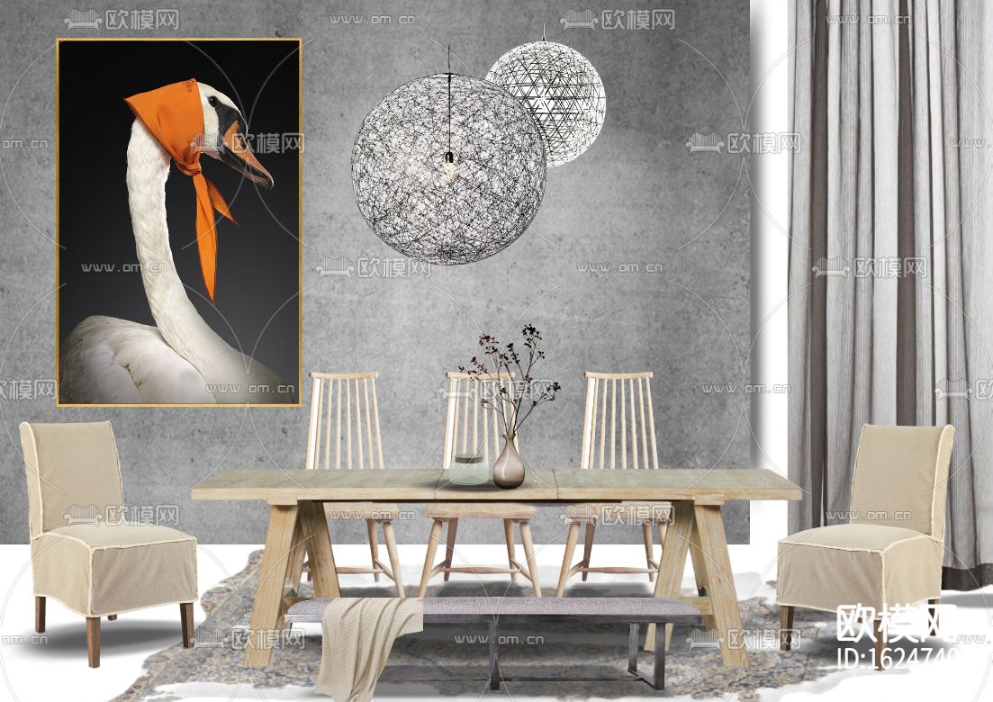 北欧天然材料创意餐厅