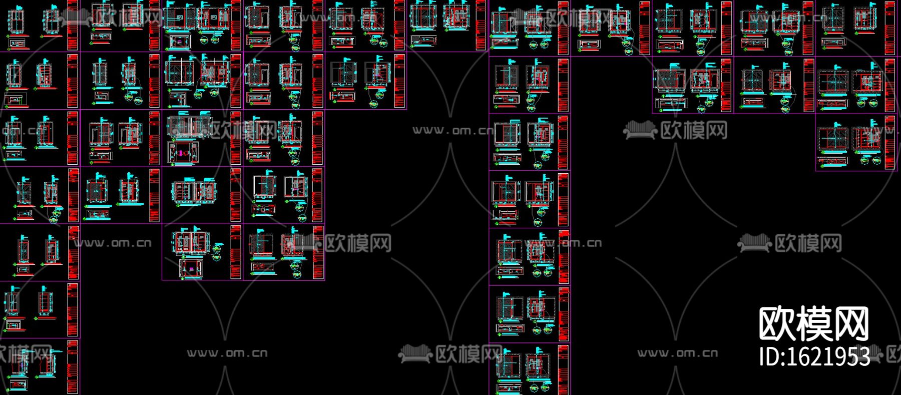 几十款衣柜cad图库下载（渲染图1）