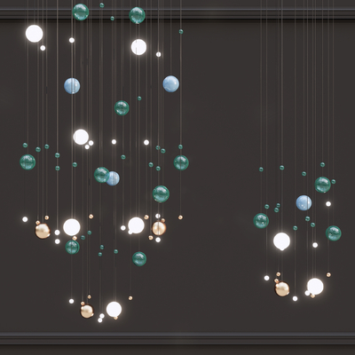  现代玻璃珠装饰灯su模型 