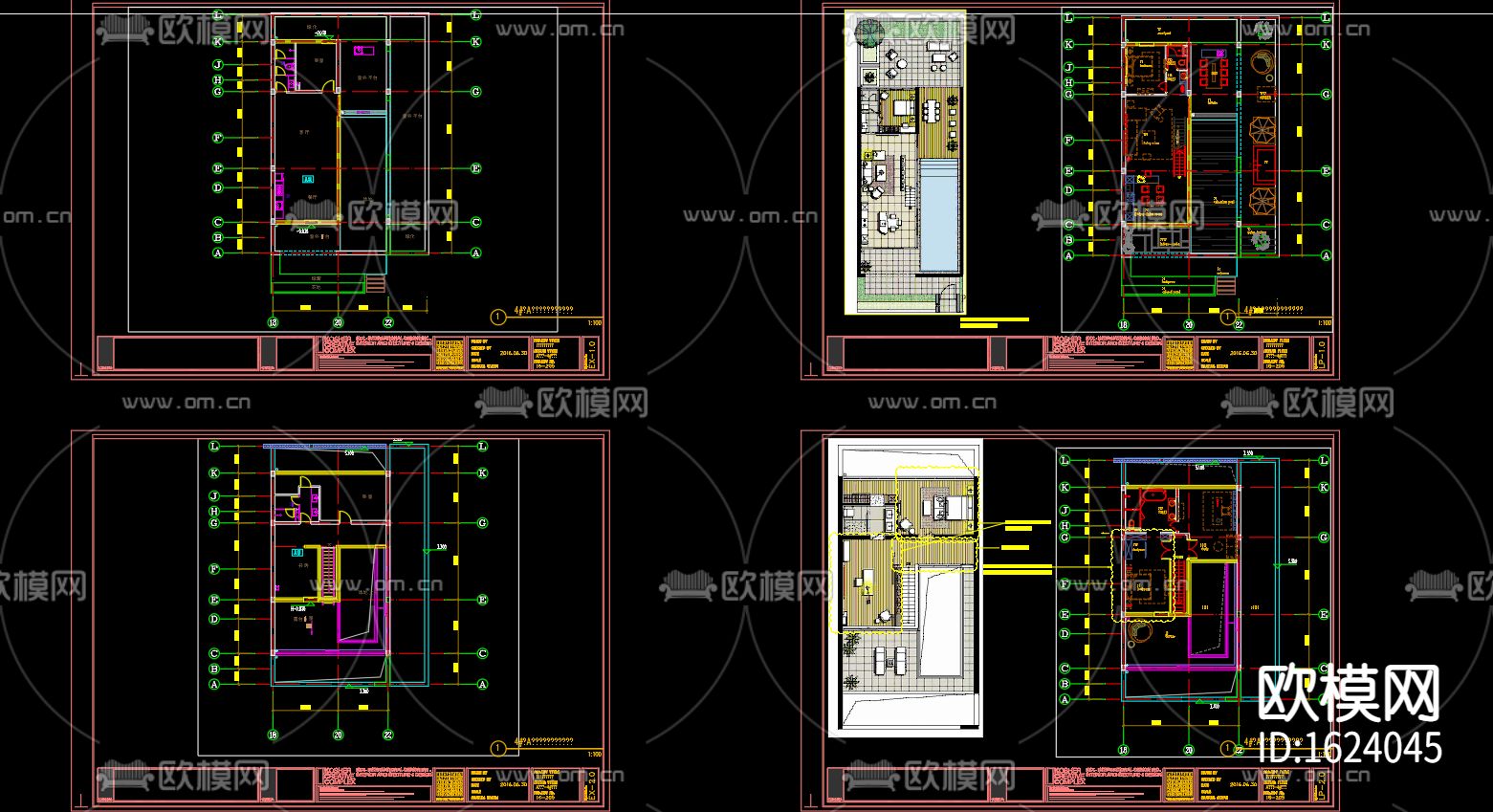 现代二居室联排别墅装修施工图下载（渲染图6）