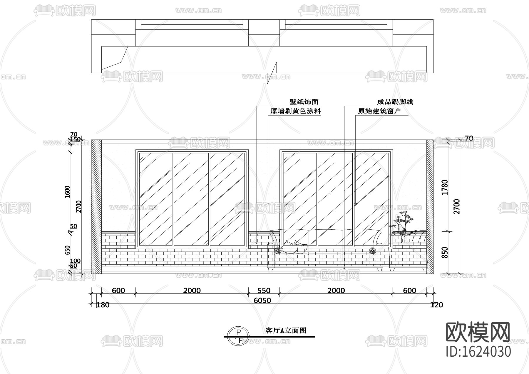 地中海亲亲小屋-两室两厅住宅装修施工图下载（渲染图6）