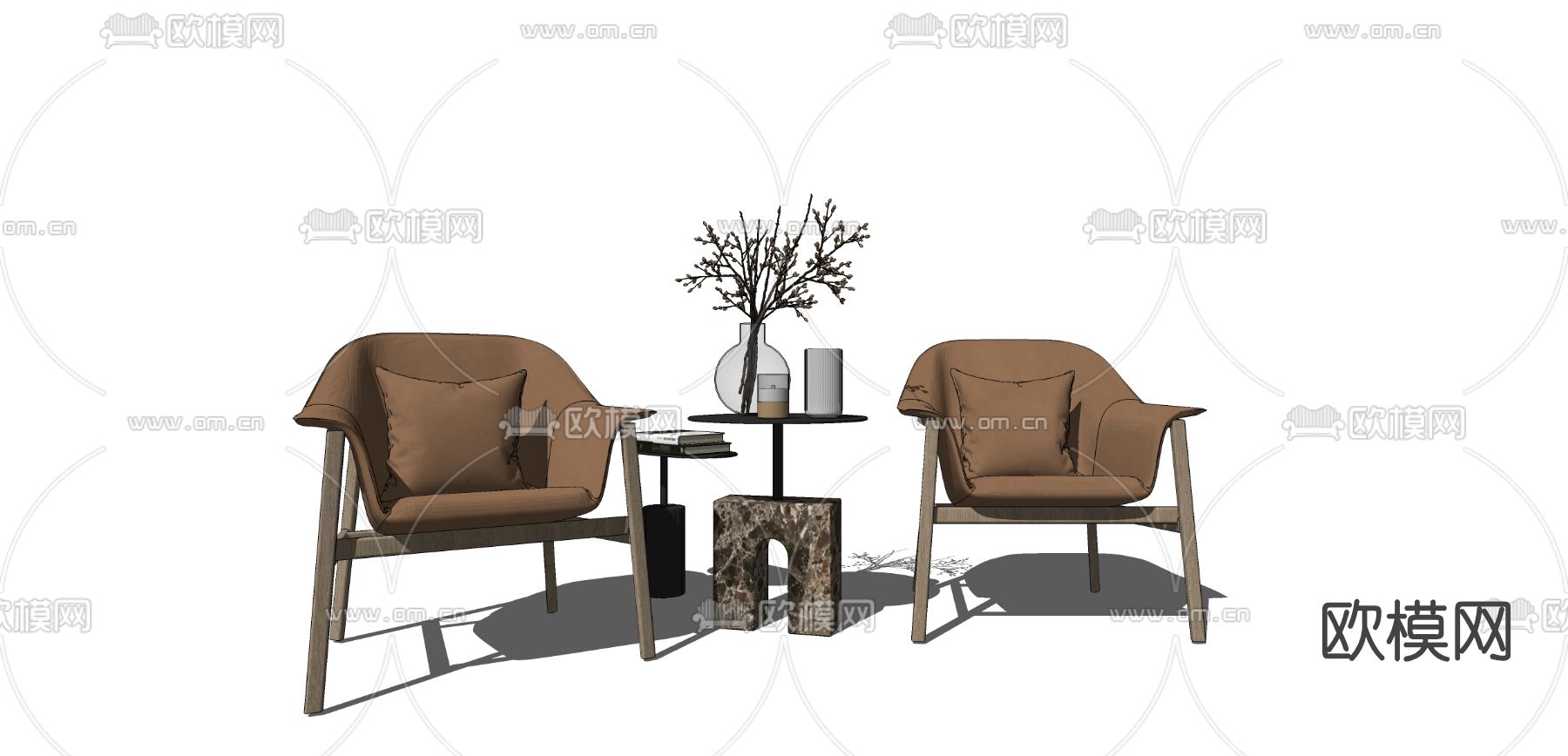 北欧布艺休闲椅su模型下载