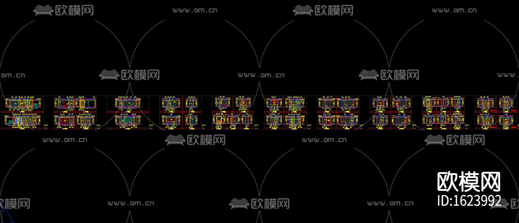 新中式三居室样板房装修施工图下载（渲染图5）