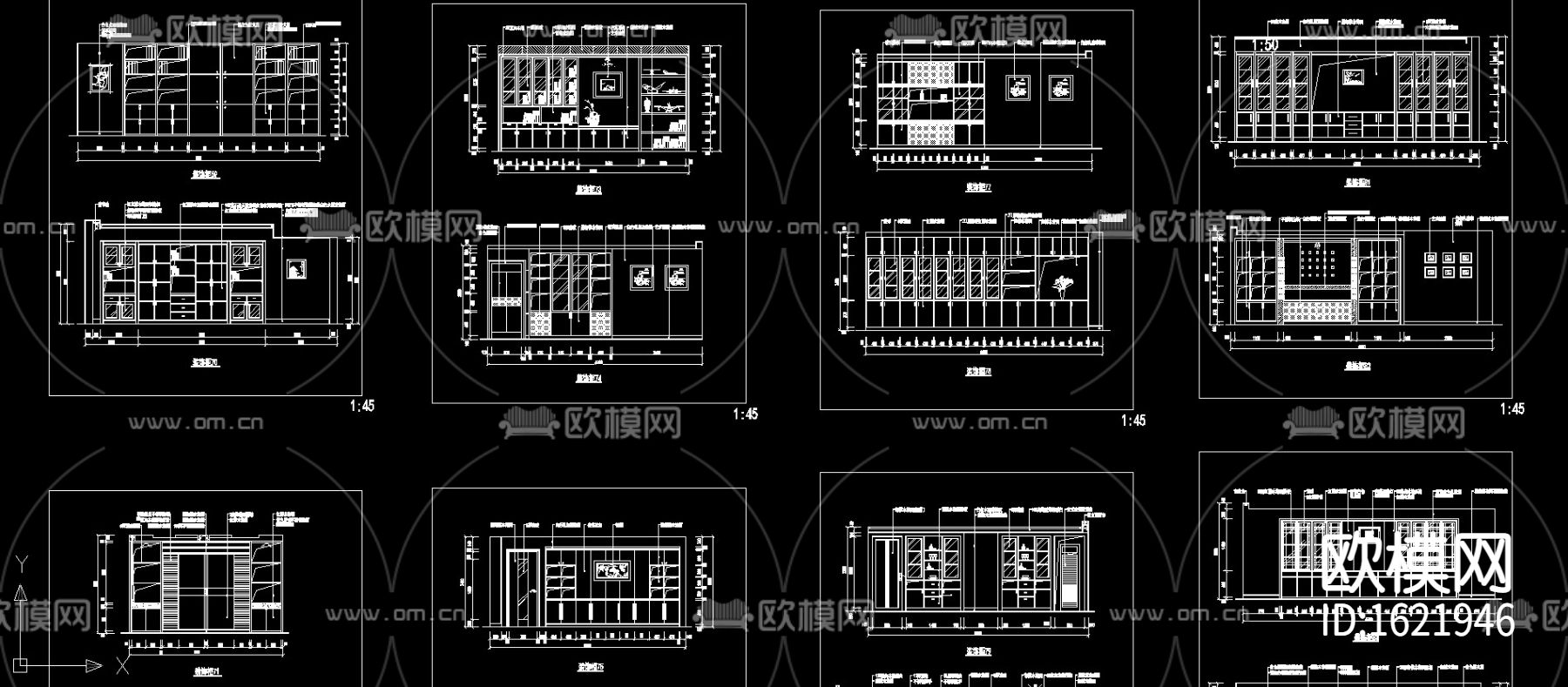 百余个装饰柜立面cad图库下载（渲染图2）