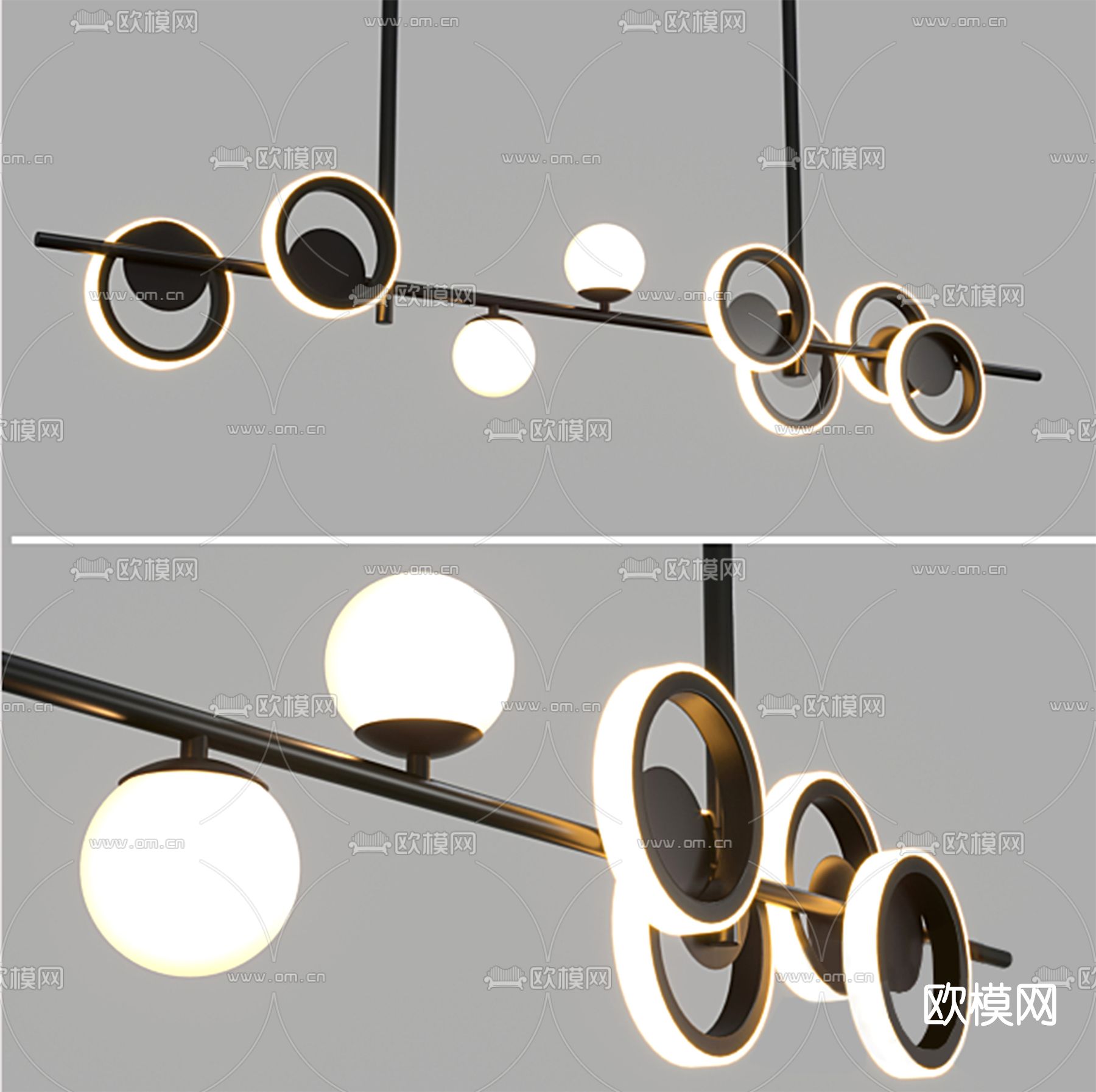 现代时尚条形吊灯3d模型下载