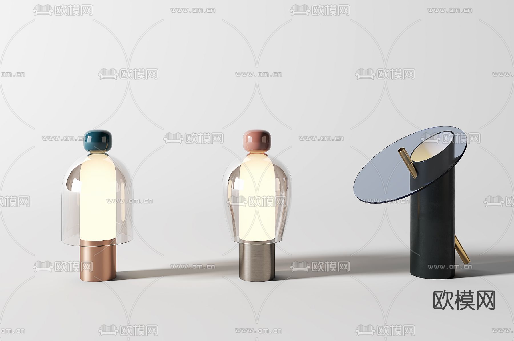 现代玻璃台灯3d模型