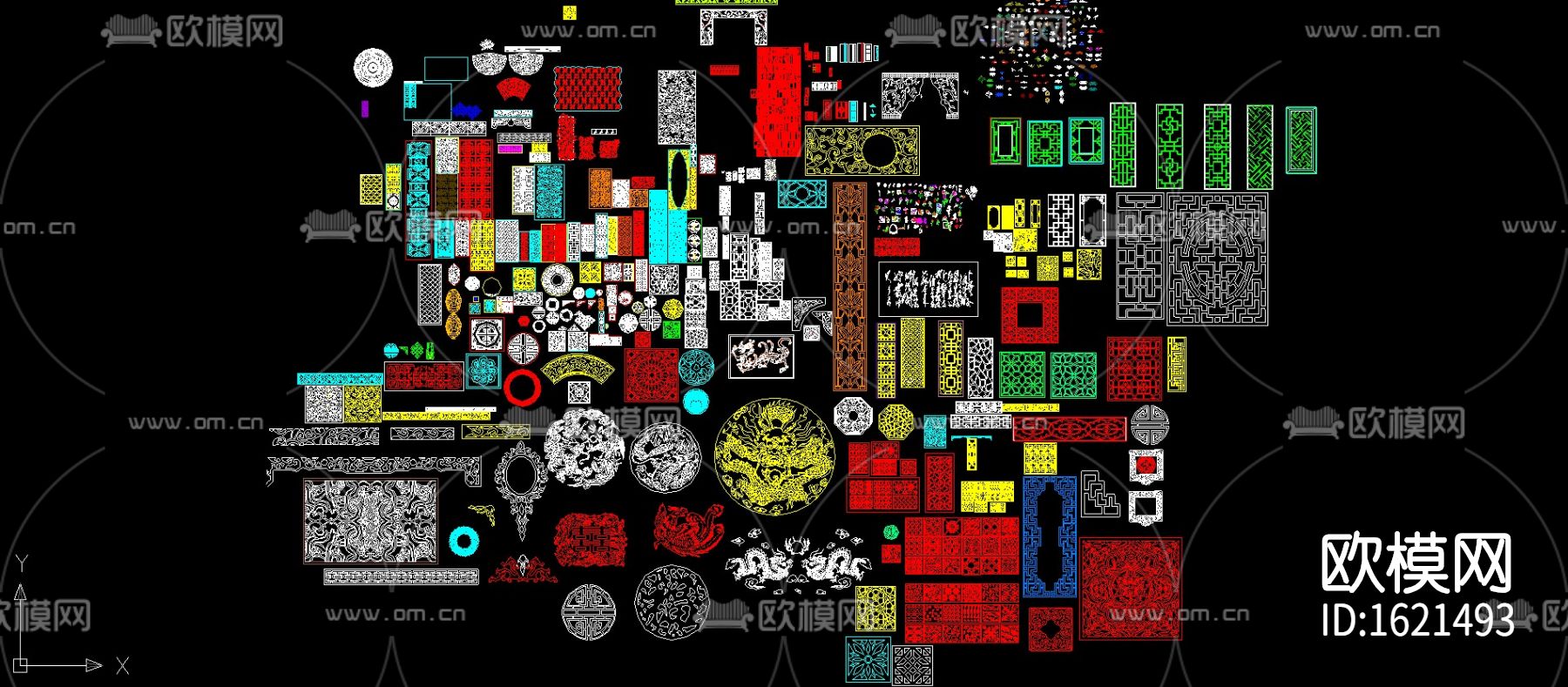 中式雕花cad图库下载（渲染图1）