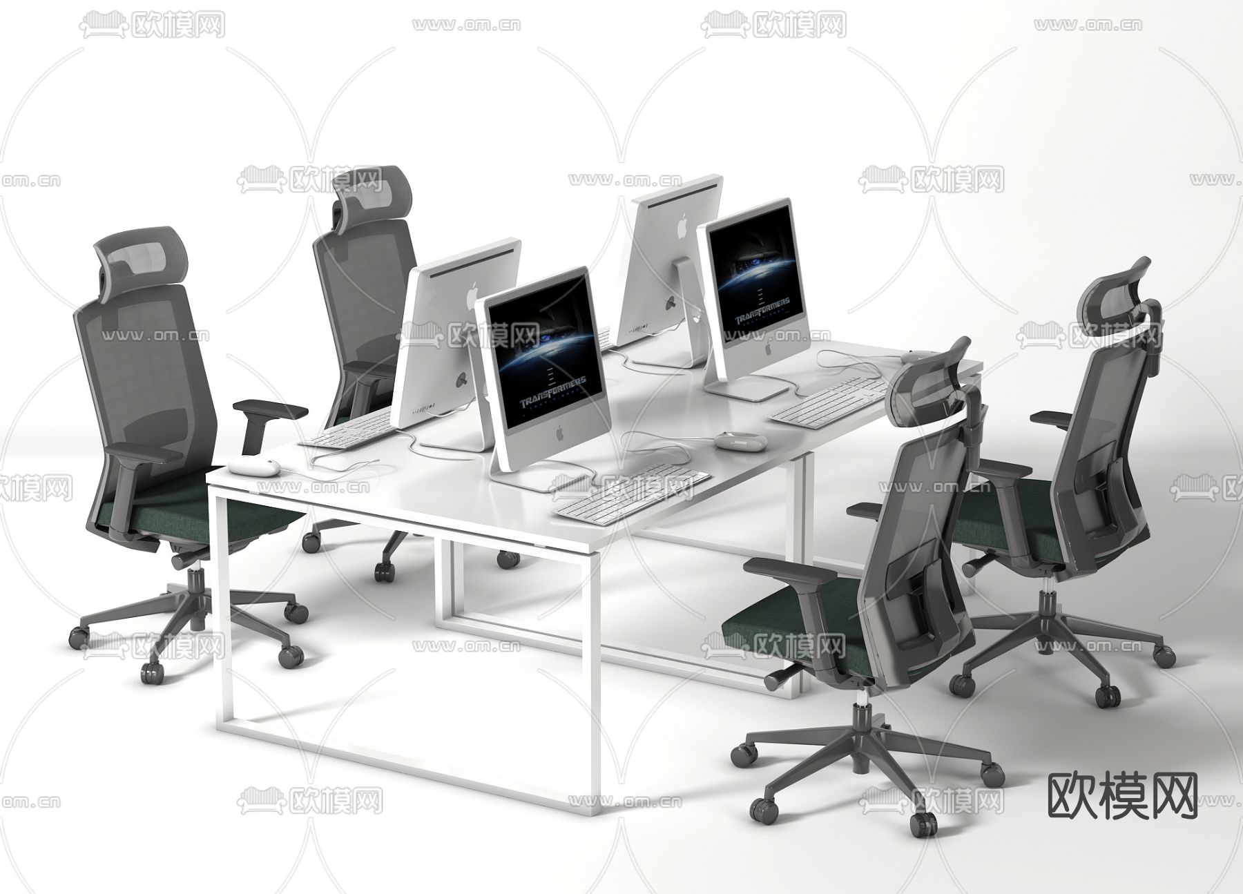 现代办公卡位桌椅3d模型