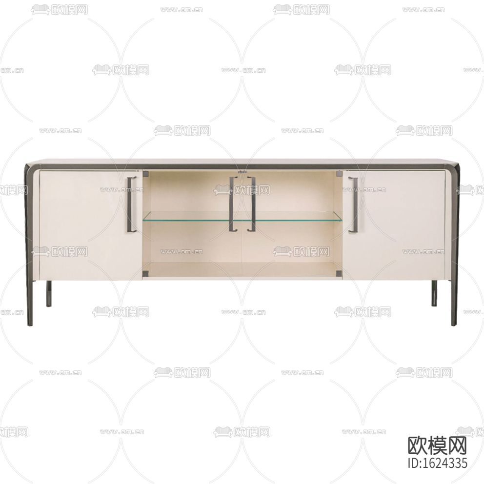 现代简约金属实木玻璃边柜下载