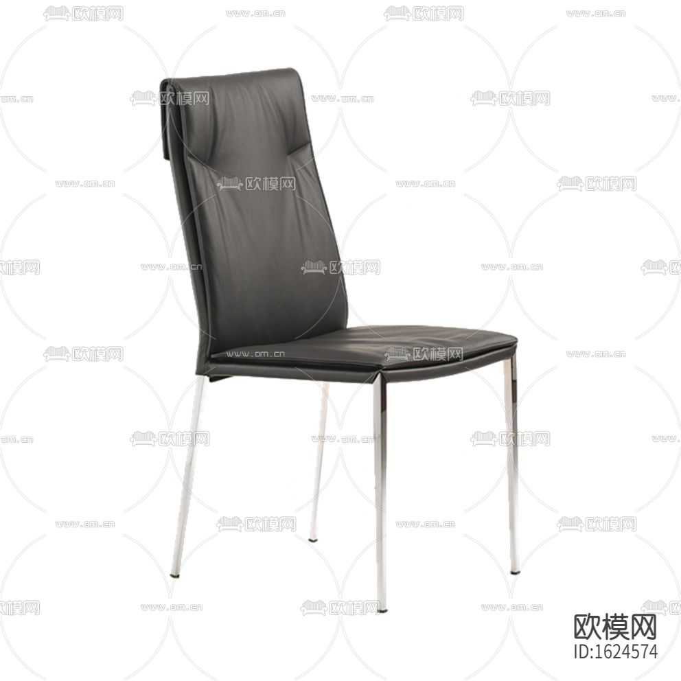 现代简约黑色皮革金属餐椅下载