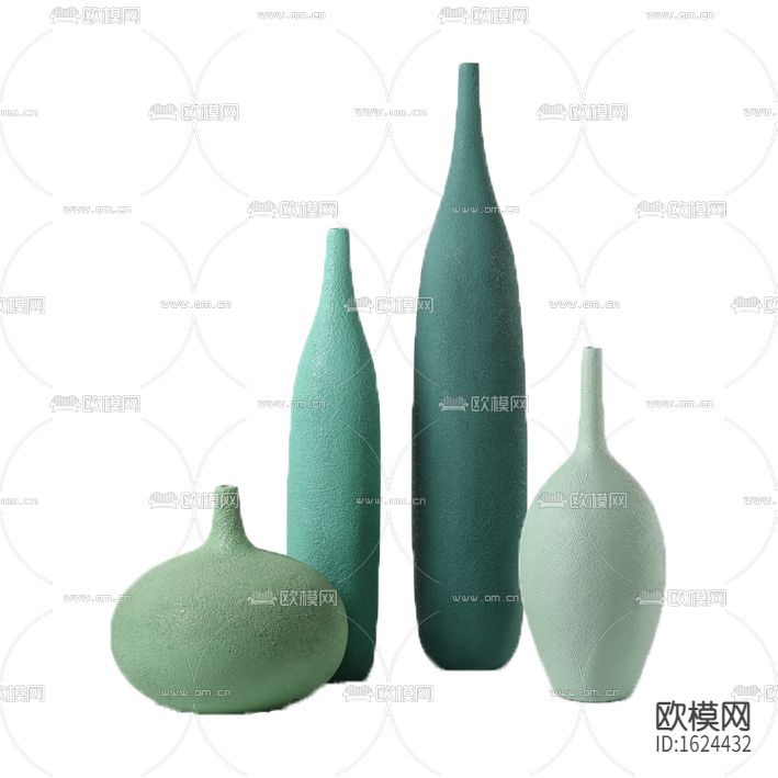 北欧简约绿色粗陶花瓶