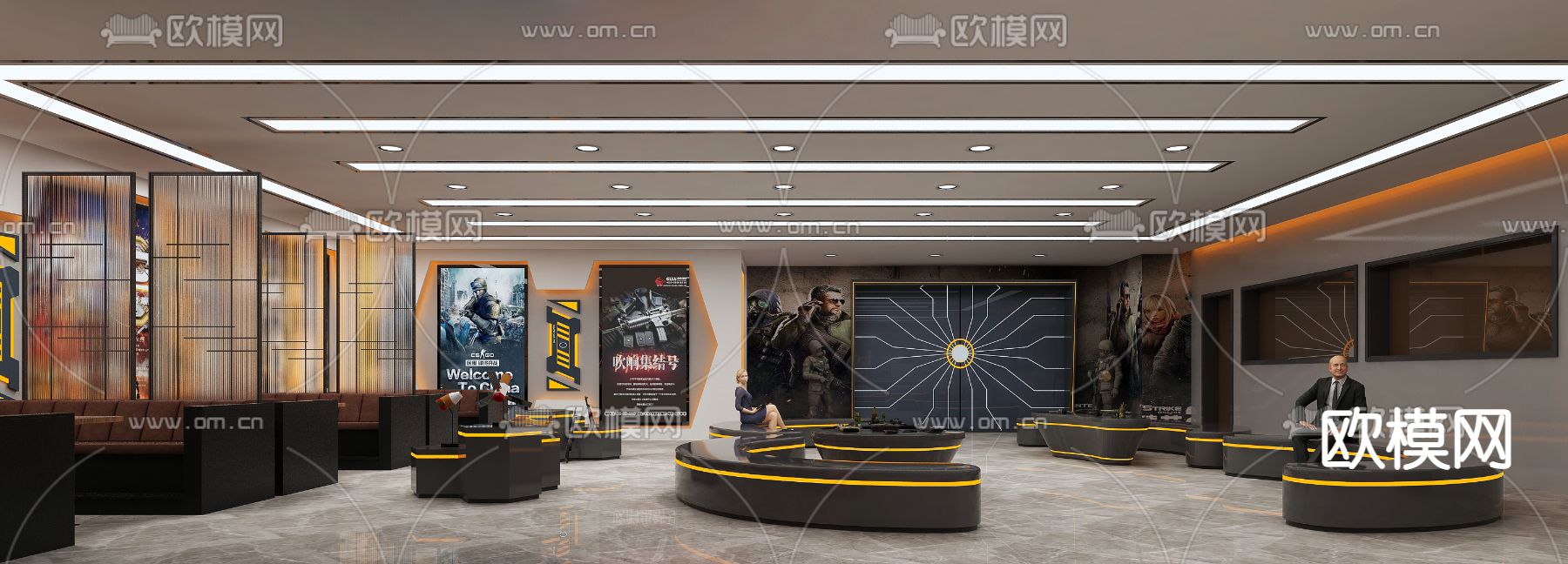 现代真人cs体验馆免费3d模型下载（渲染图1）