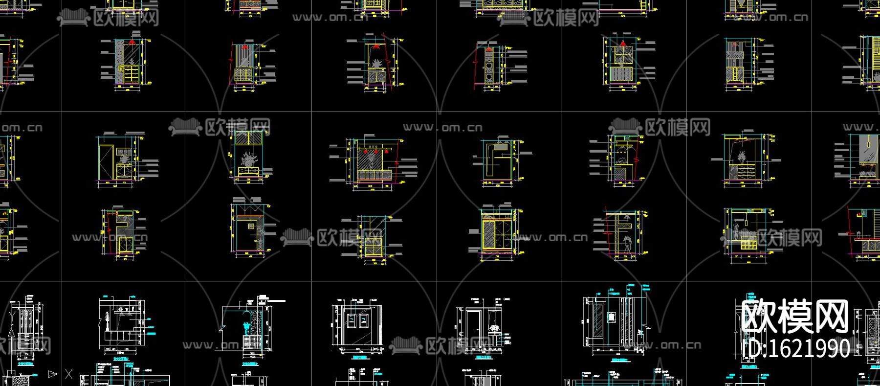 玄关设计87例cad施工图下载（渲染图2）