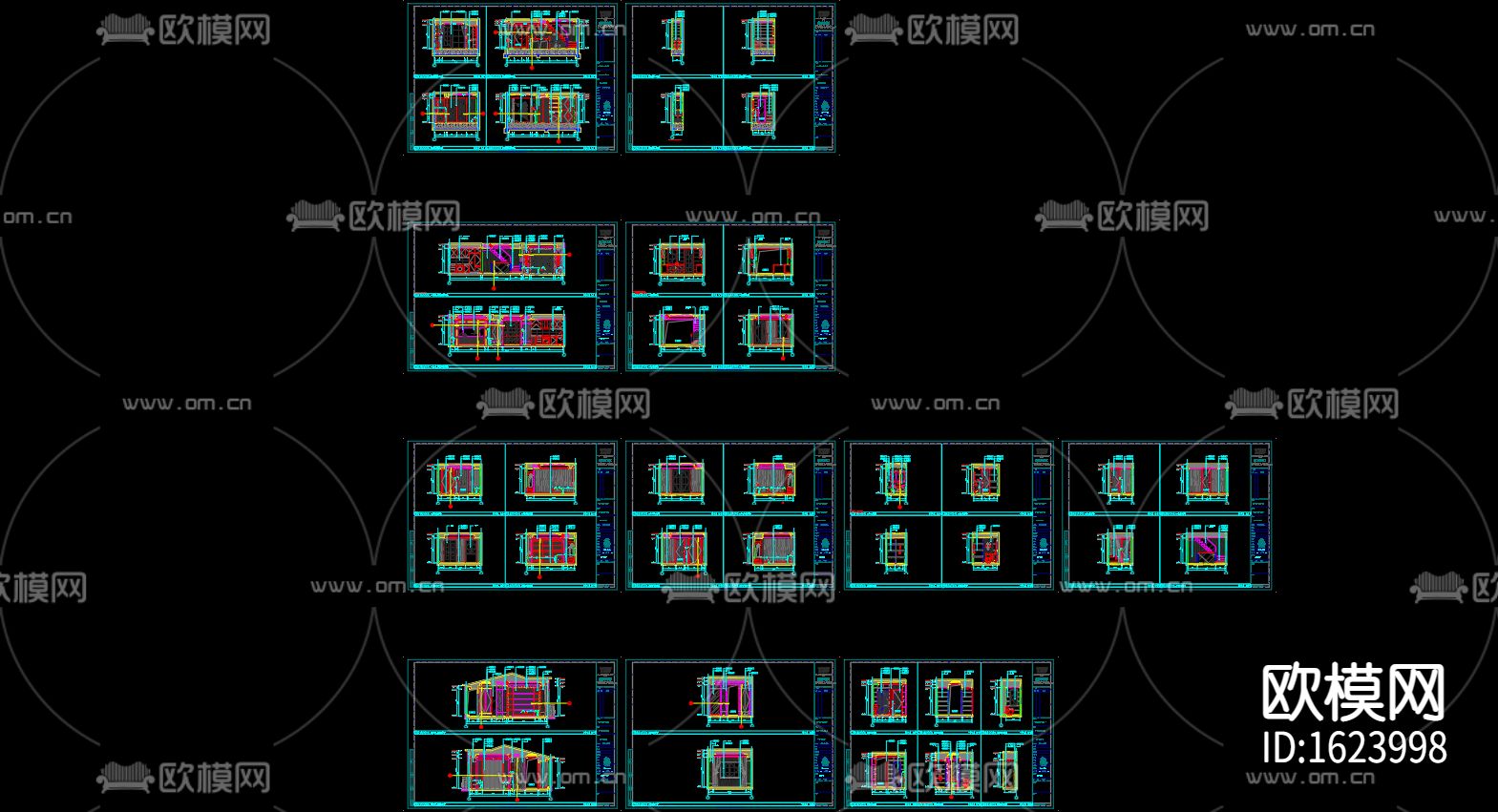 现代三居联排别墅样板间施工图下载（渲染图6）