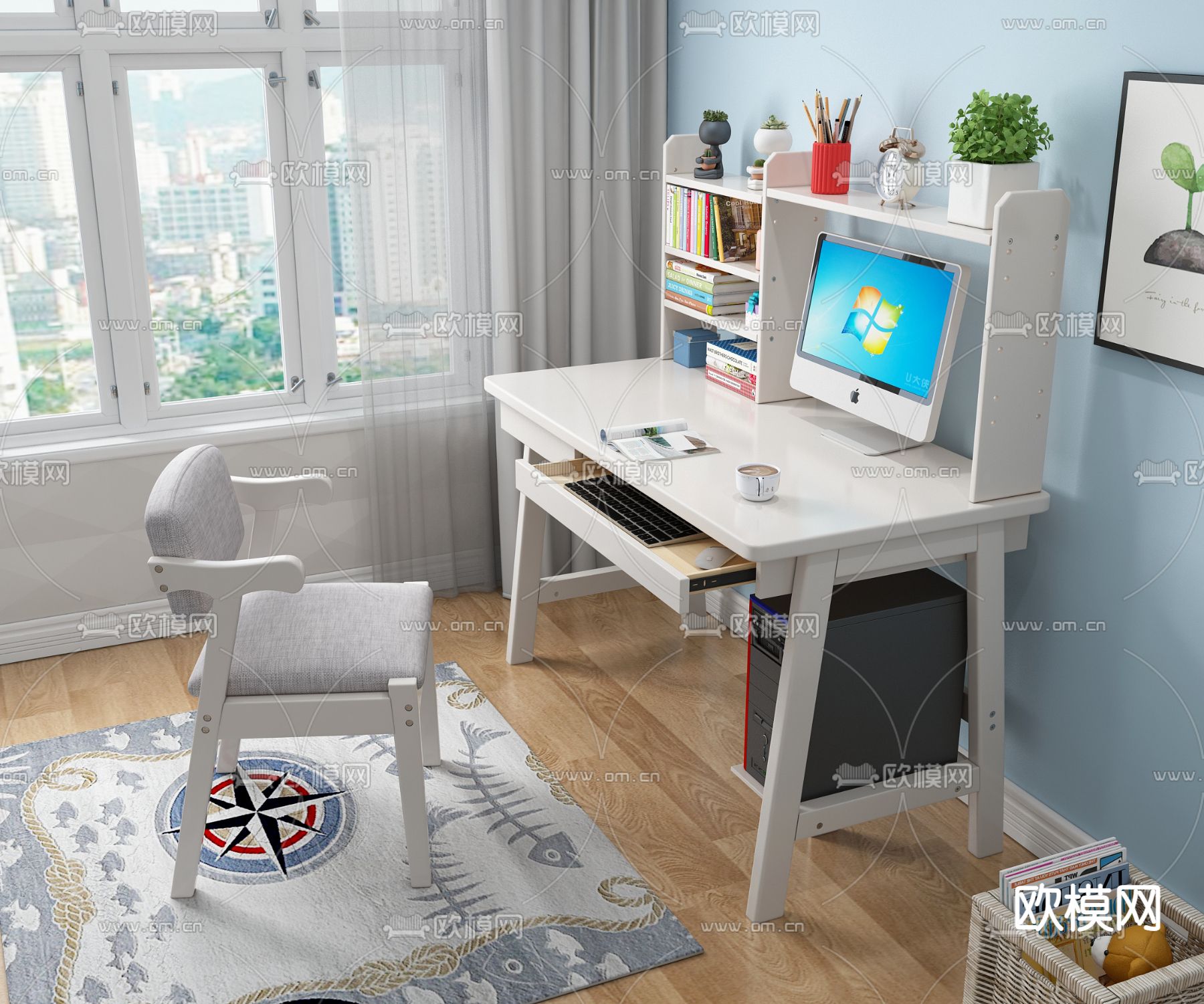 北欧书桌椅3d模型