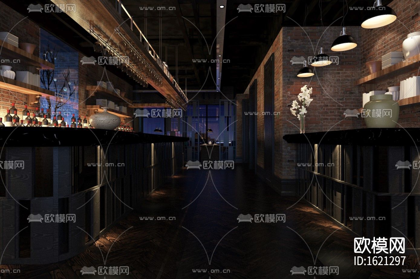 餐厅cad施工图下载（渲染图1）