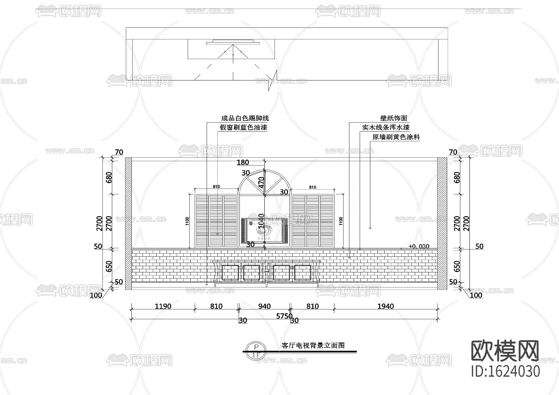 地中海亲亲小屋-两室两厅住宅装修施工图下载（渲染图5）