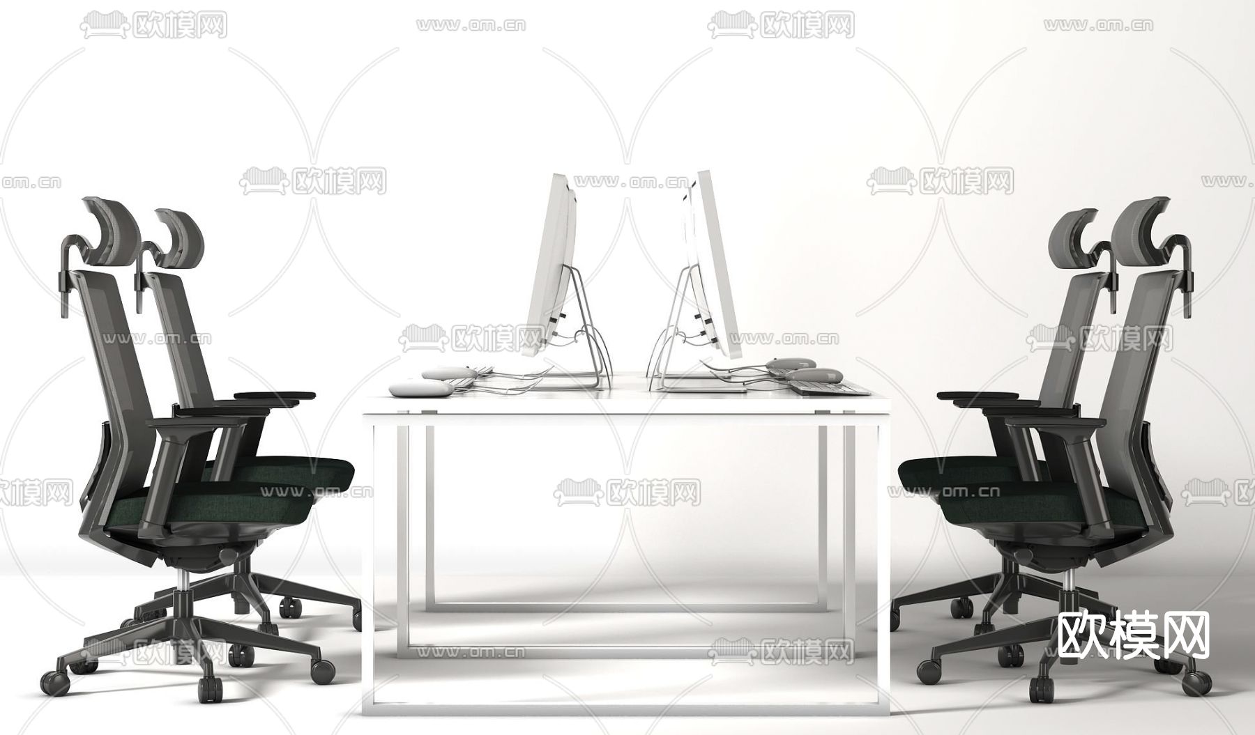 现代办公卡位桌椅3d模型