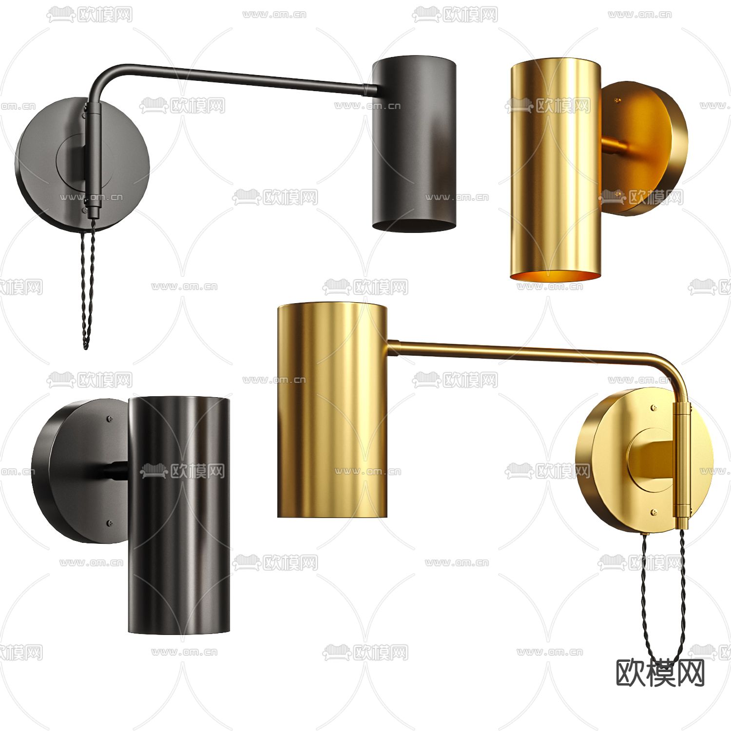 现代金属壁灯3d模型下载