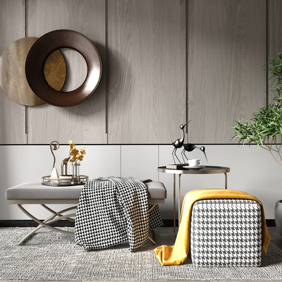  现代轻奢沙发凳su模型 