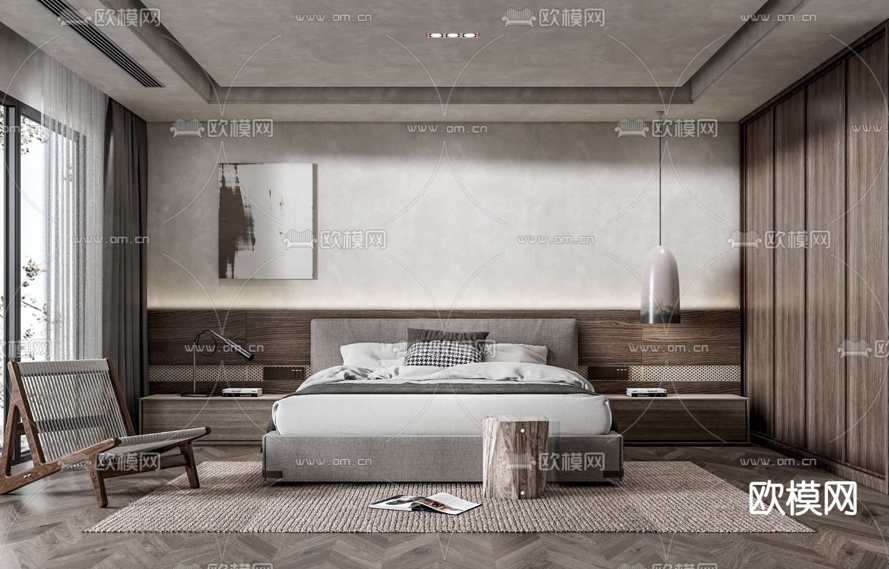 侘寂卧室su模型下载（渲染图1）