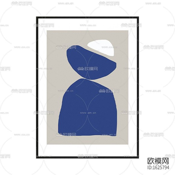 现代简约蓝色色块抽象装饰画下载