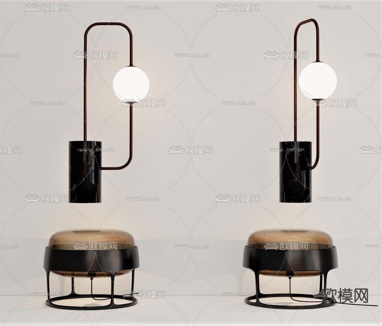 现代球形台灯su模型下载（渲染图2）