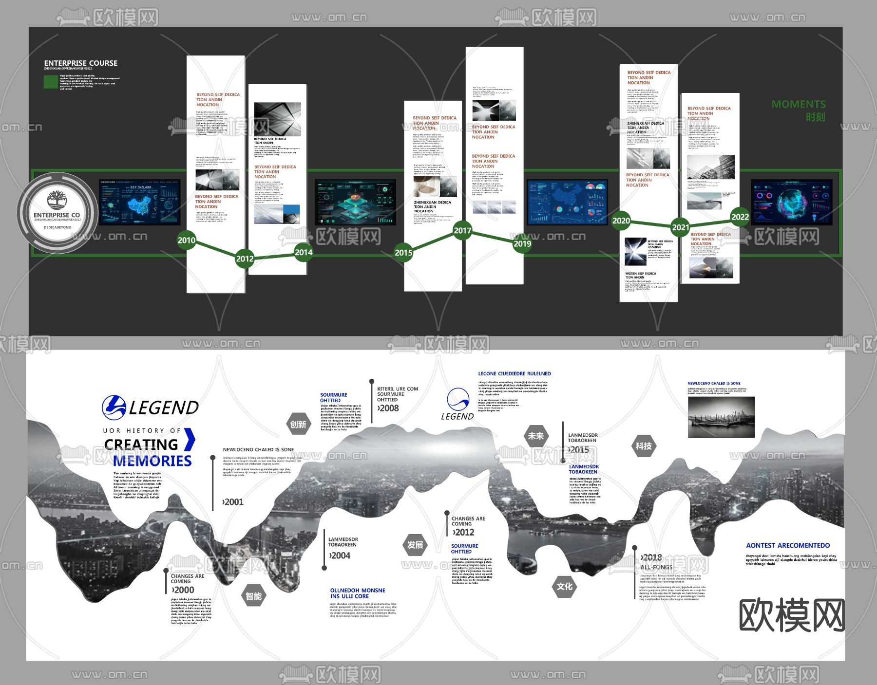 现代企业文化墙宣传栏su模型下载