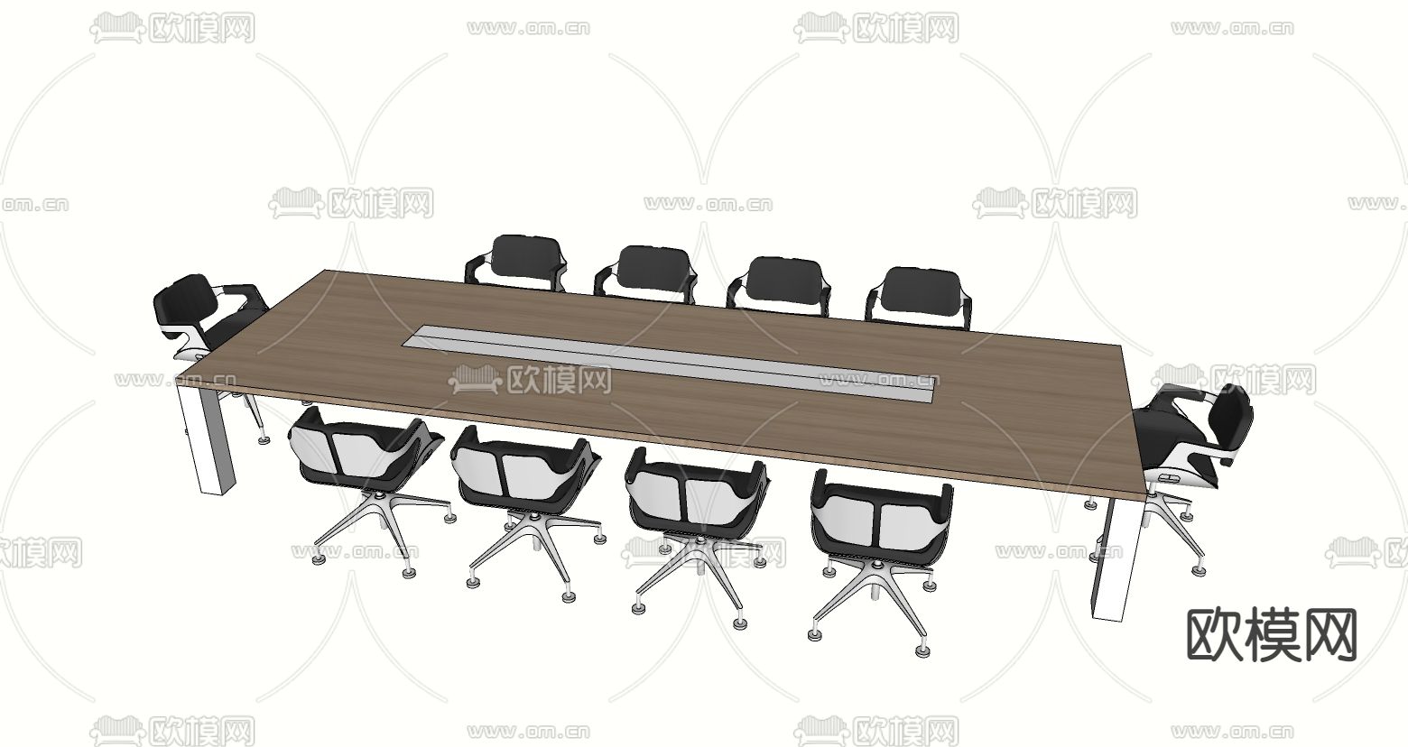 现代会议桌椅su模型下载（渲染图2）