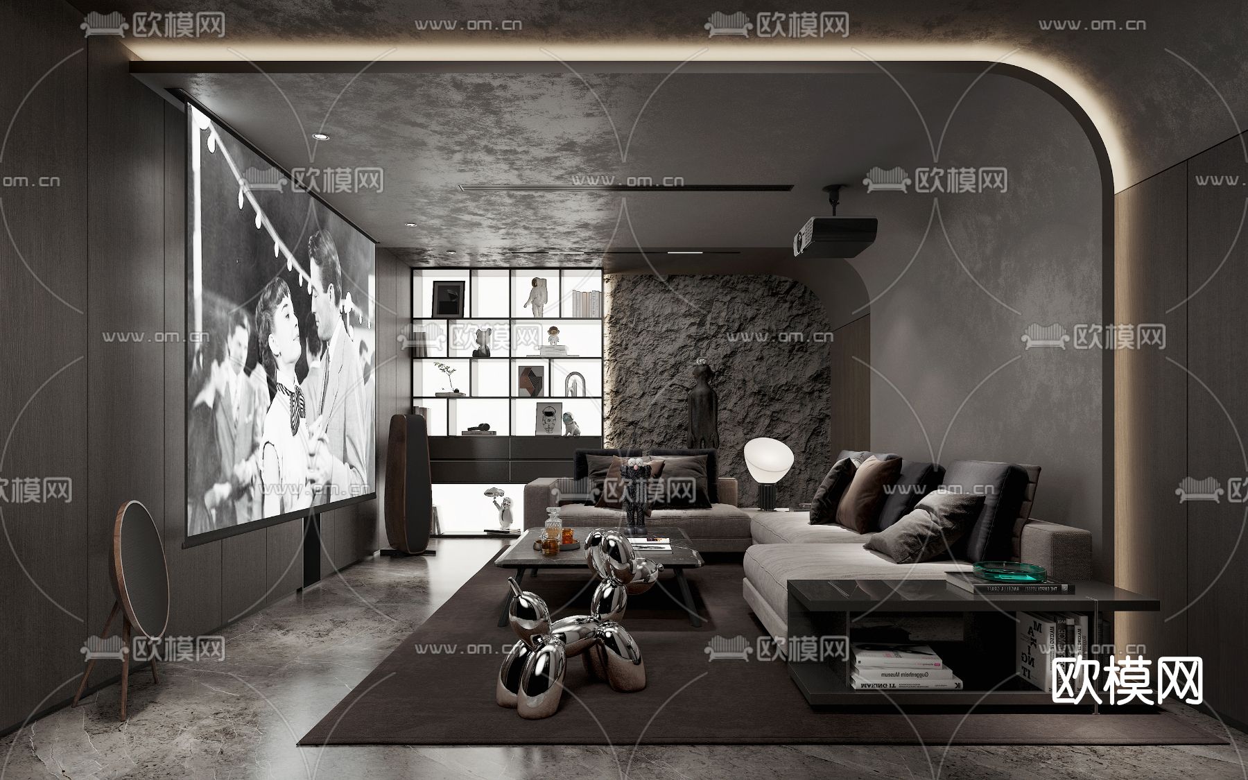 现代影音室视听室3d模型