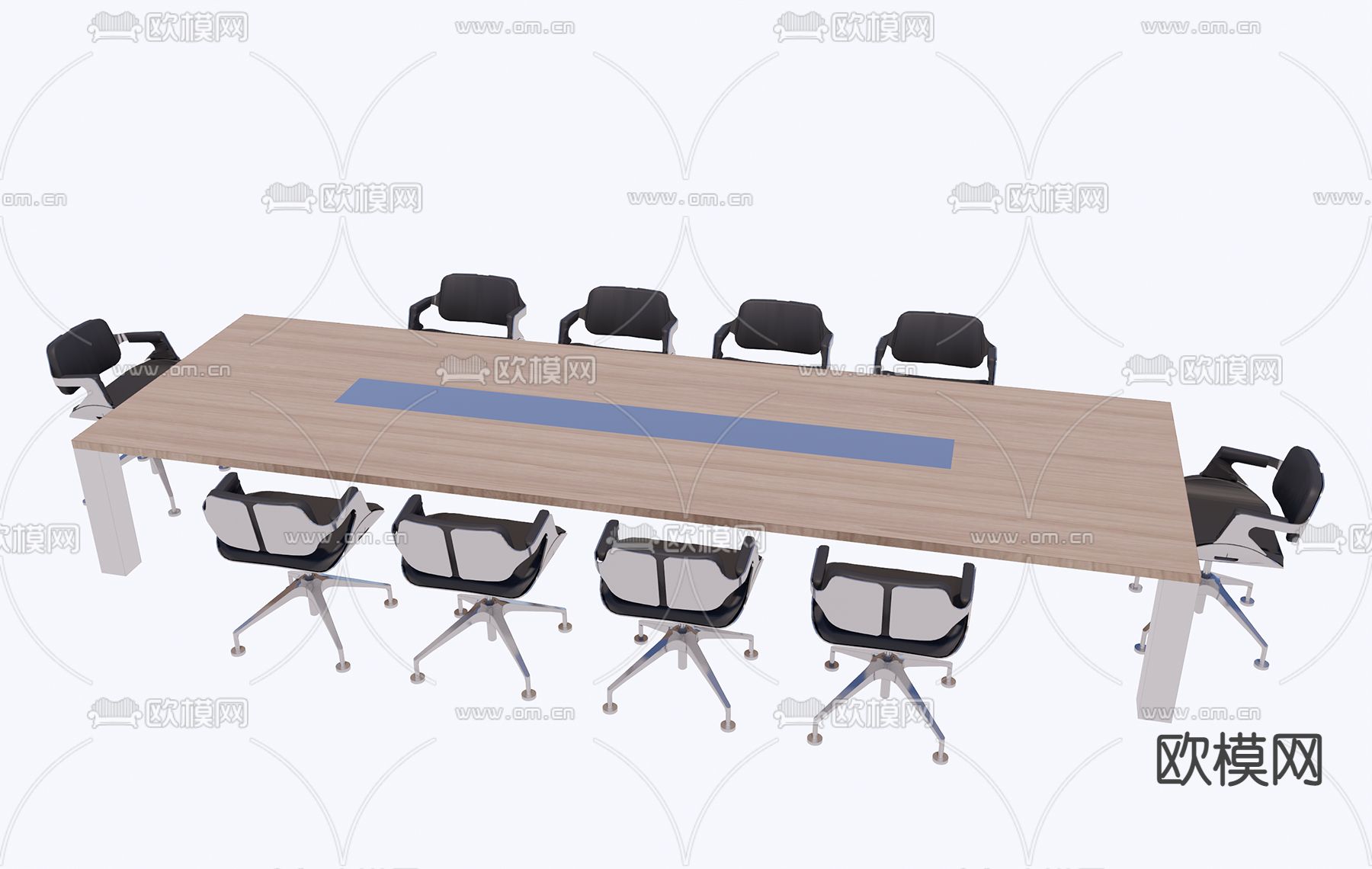 现代会议桌椅su模型下载（渲染图1）