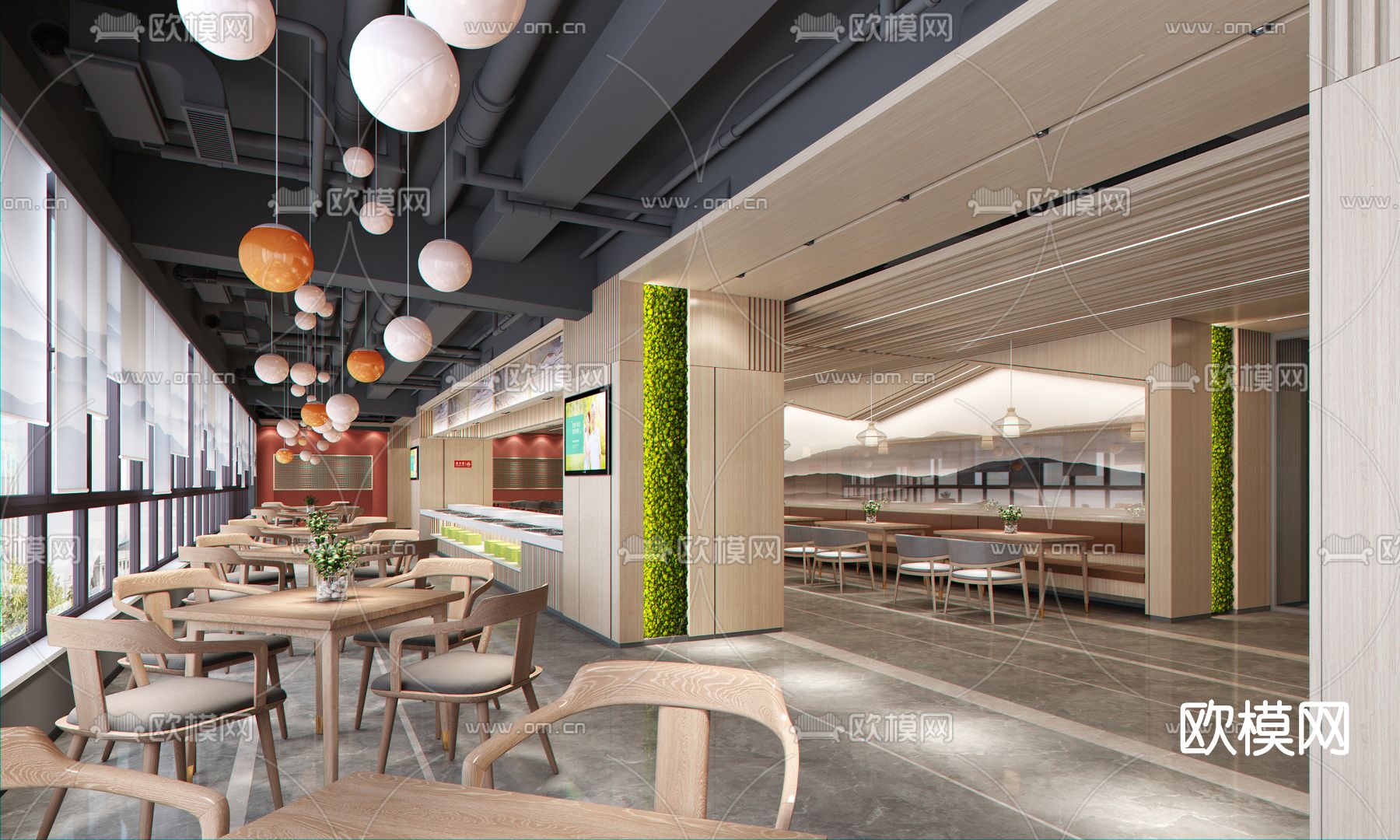 新中式自助餐厅3d模型