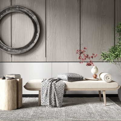  现代轻奢沙发凳su模型 