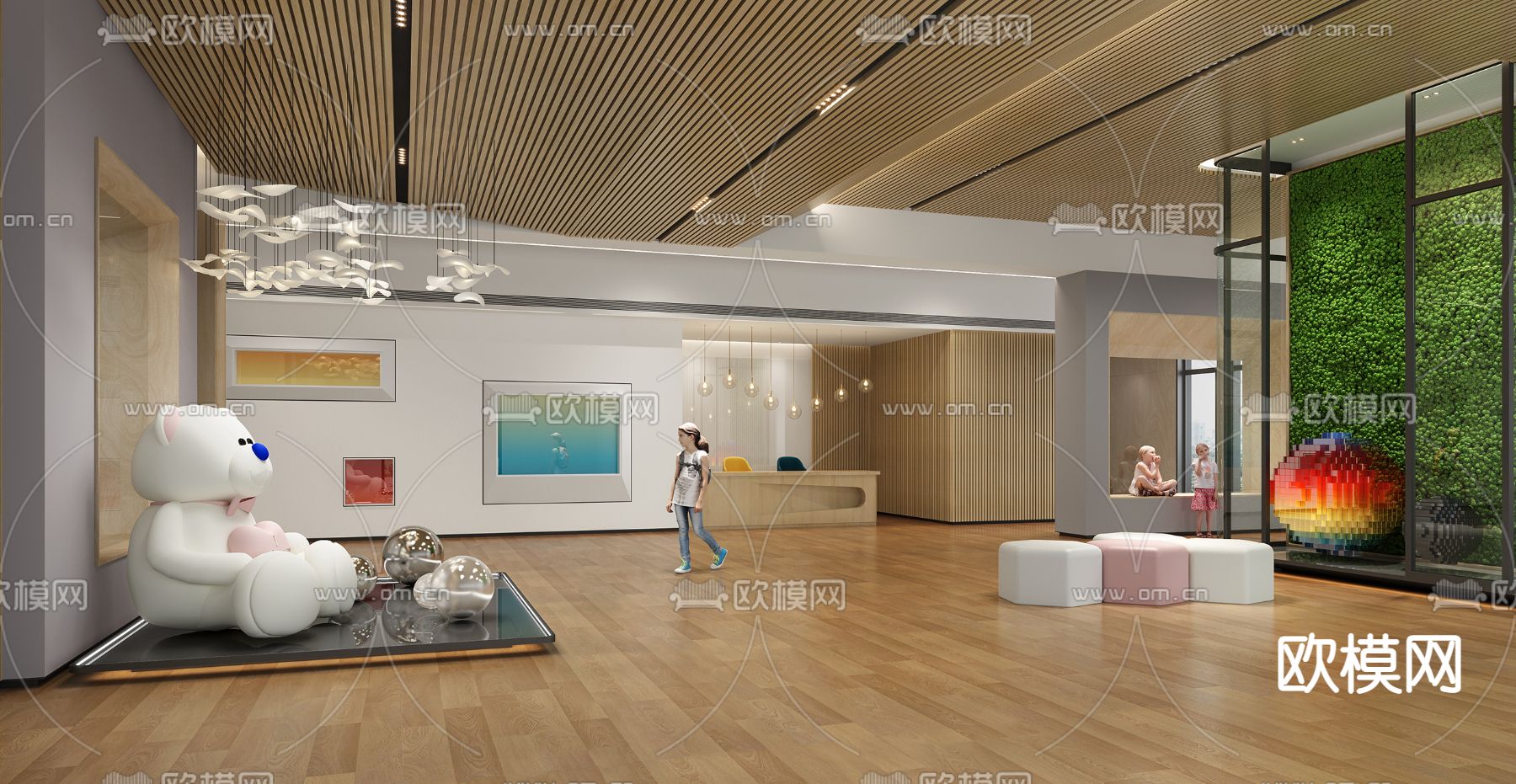 现代幼儿园大厅3d模型