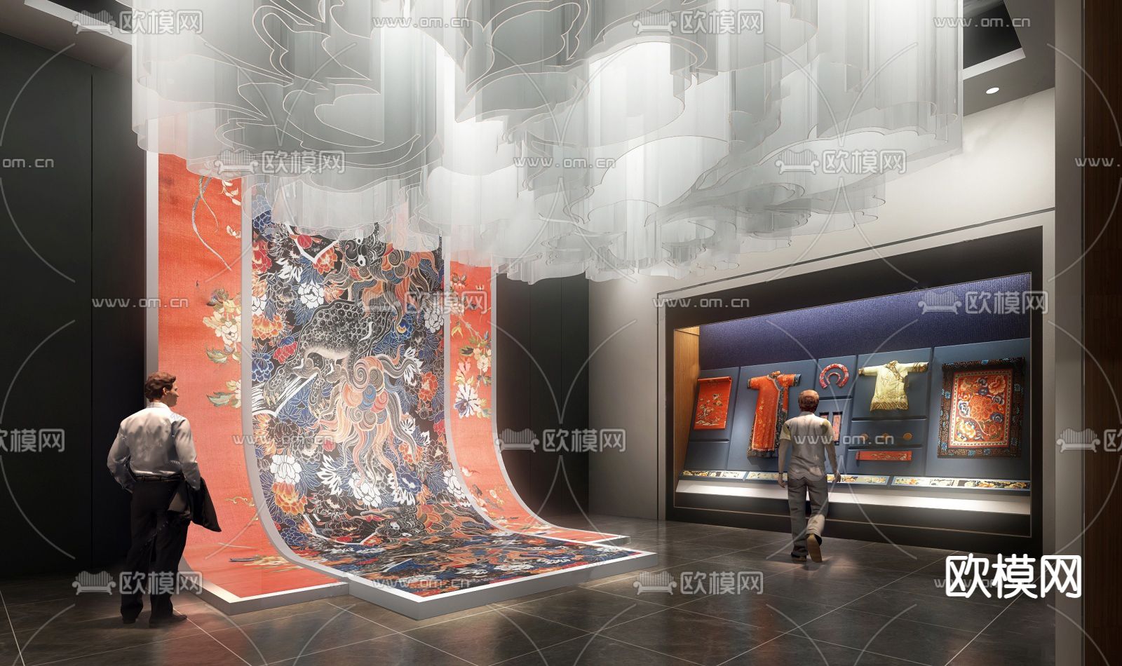 现代展厅su模型下载