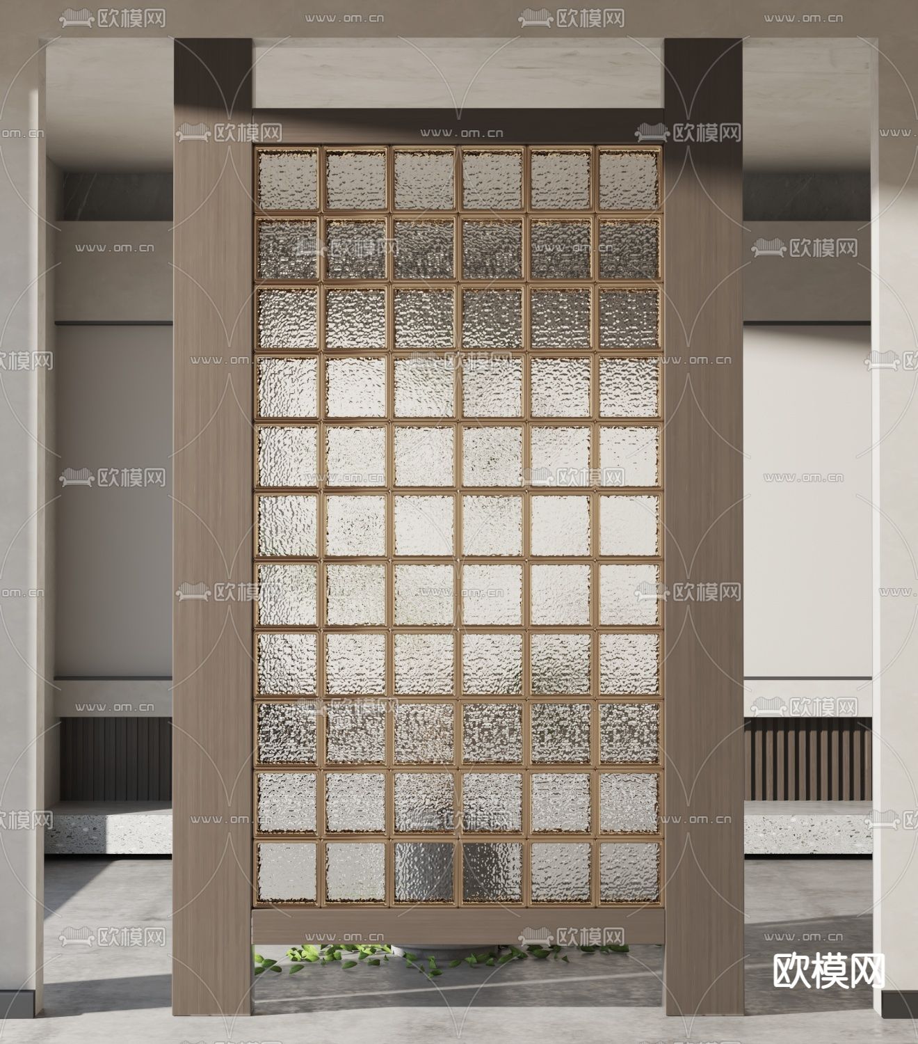 新中式玻璃屏风隔断3d模型