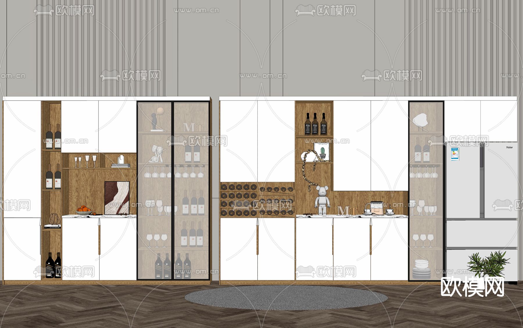 北欧多功能酒柜su模型下载（渲染图2）