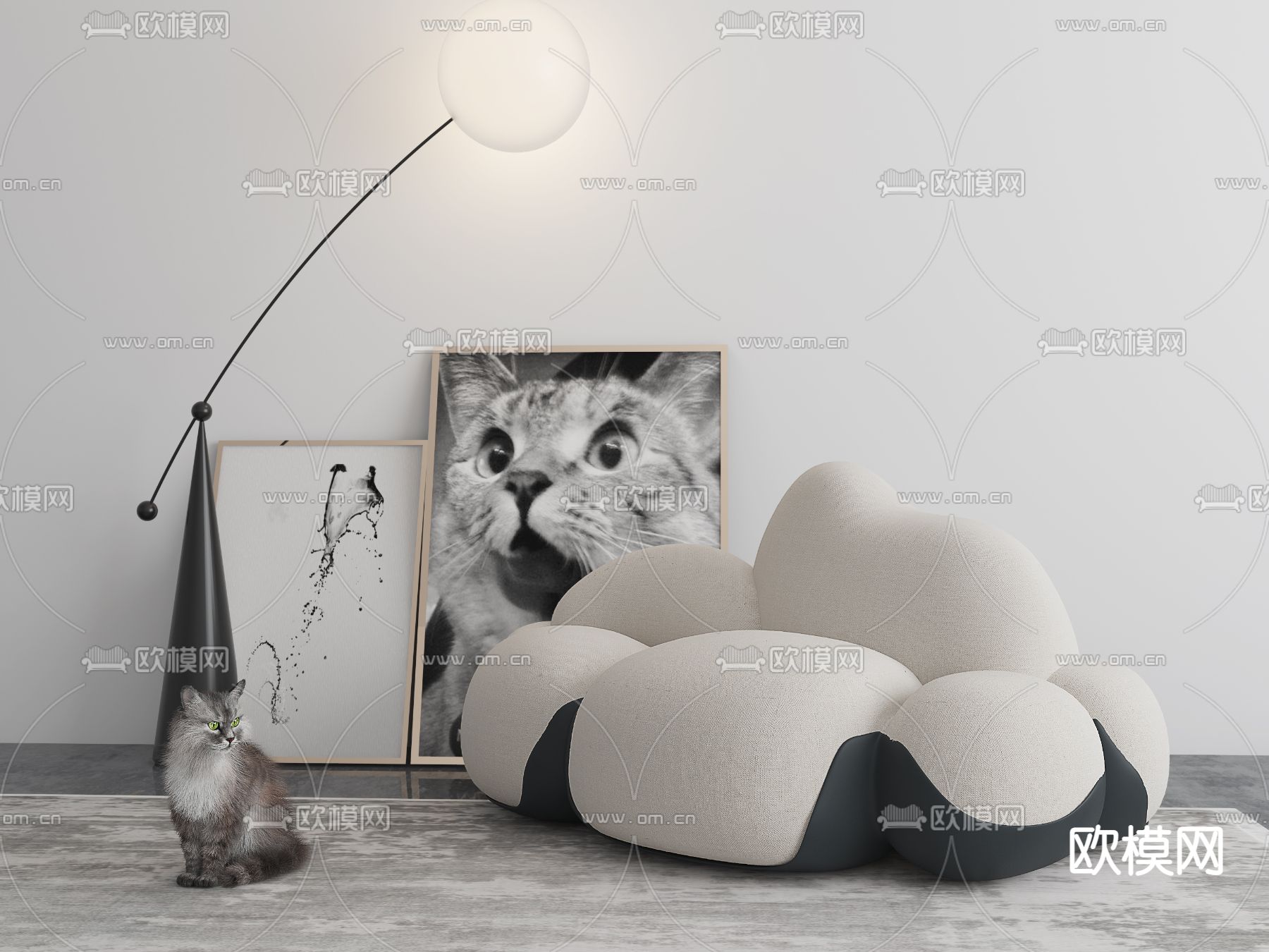 现代布艺懒人沙发3d模型下载